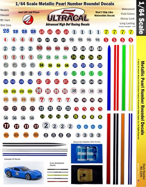 Ultracal 3321 Stock Car Stripes and Number Decals 1/32 from Naperville 